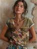 2026 Women's Tops Women's Floral T-Shirt Summer 2026 Short Sleeve Casual Loose Vintage Streetwear Fashion Clothes for Woman