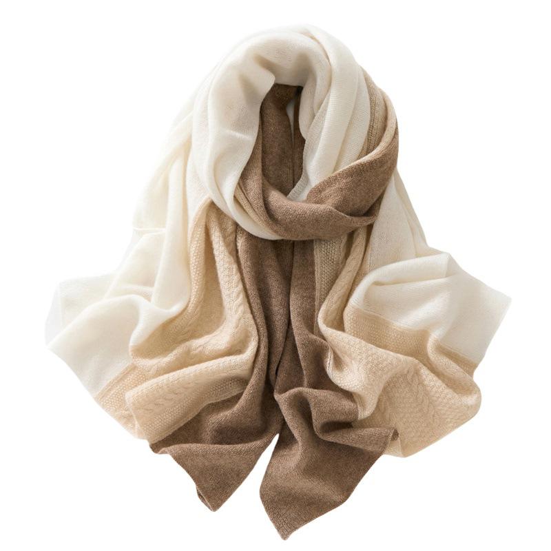 Women s 100% Pure Cashmere Color Block Knit Scarf – Stylish, Warm, and Versatile