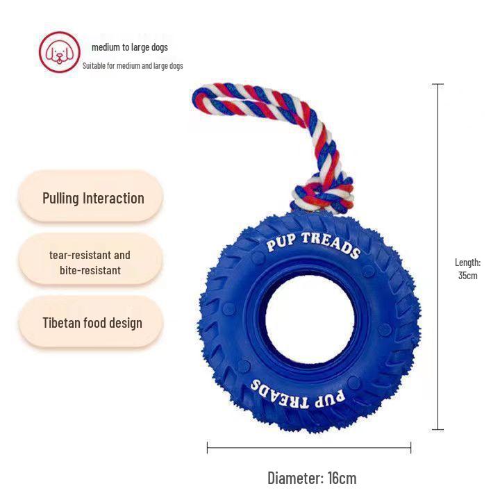 Pet Dog Toy: Durable Rubber Tire for Large Dogs - Interactive, Bite-Resistant, and Teething-Friendly