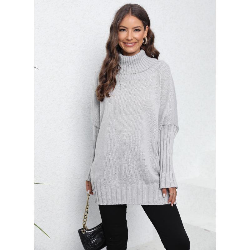 Women's Fall/winter Pullover Knit Solid Color Turtleneck Lapel Sweater