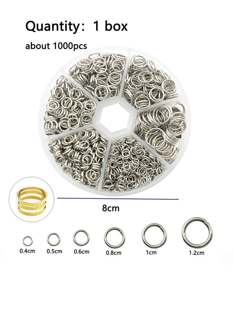 About 1000Pcs 6 Different Sizes Open Jump Rings,4mm 5mm 6mm 8mm 10mm 12mm with 1Pc Jump Ring Open/Close Tool for DIY Crafts Gift