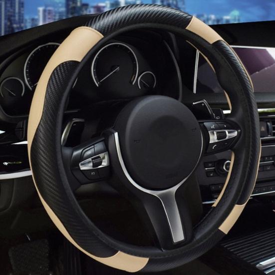 Leather Steering Wheel Cover Non-Slip Car Steering Wrap with Honeycomb Ventilation