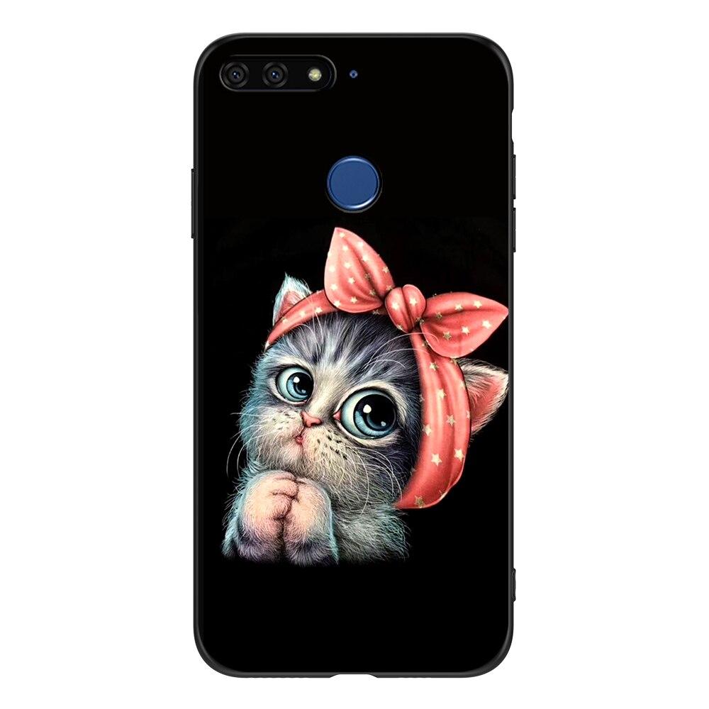 For Honor 7C 5.7 Inch Case Soft Back Cover Phone Case For Huawei Honor 7c Aum-L41 Silicon Black Tpu Case Lion Wolf Tiger Dragon
