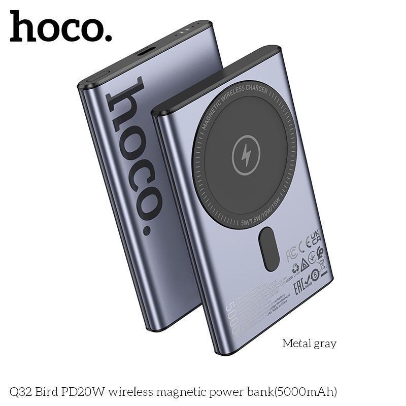 

Hoco Q32 5000mAh Magnetic Wireless Power Bank with PD20W Fast Charge, Ultra Slim Portable Charger