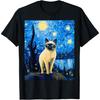 Surreal Starry Night Siamese Cat T-Shirt(1)