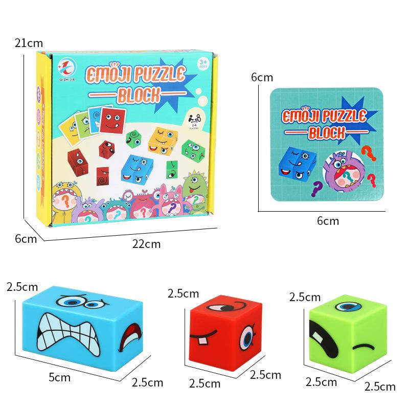 Children'S Double Battle Face-Changing Expression Rubik'S Cube Building Block Early Education Intelligence Douyin Desktop Toy