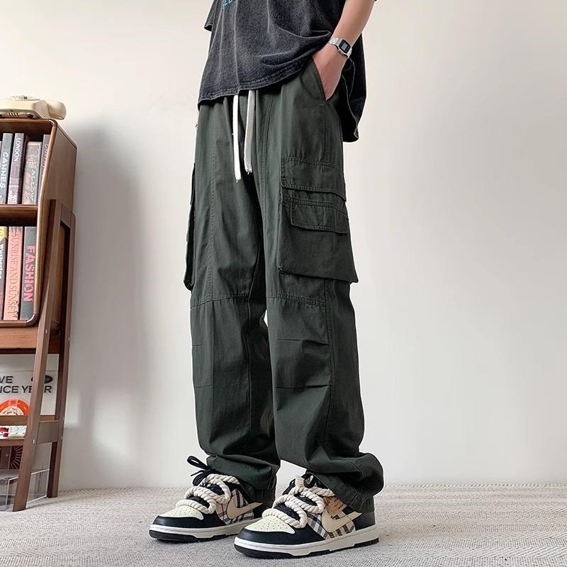 Overalls Men's Autumn New American Trend Brand Loose Casual Pants Teen Fashion Solid Color Multi-Pocket Straight Pants