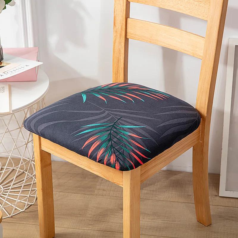 Stretch Printed Chair Seat Cushion Covers For Dining Room Chair Cover For Wedding Banquet Seat Chair Slipcover Home Decor