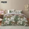 Green Palm Leaf Floral Bedding Set Tropical Leaves Flowers Animals Duvet Cover Microfiber Comforter Cover For Adults Kids Decor