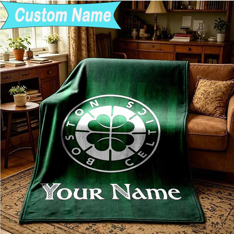 1PC Custom Name Blanket Boston Sports Icons Flannel blankets Patterns Throw Blanket All-Season Soft Gift for Couch, Bed, Camping, Birthday gifts