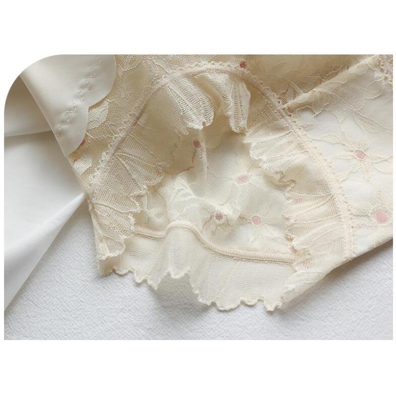 Sexy Lace Underwear Women High Waist Panties Floral Cross Slightly Cinched Lightweight Plastic Pants