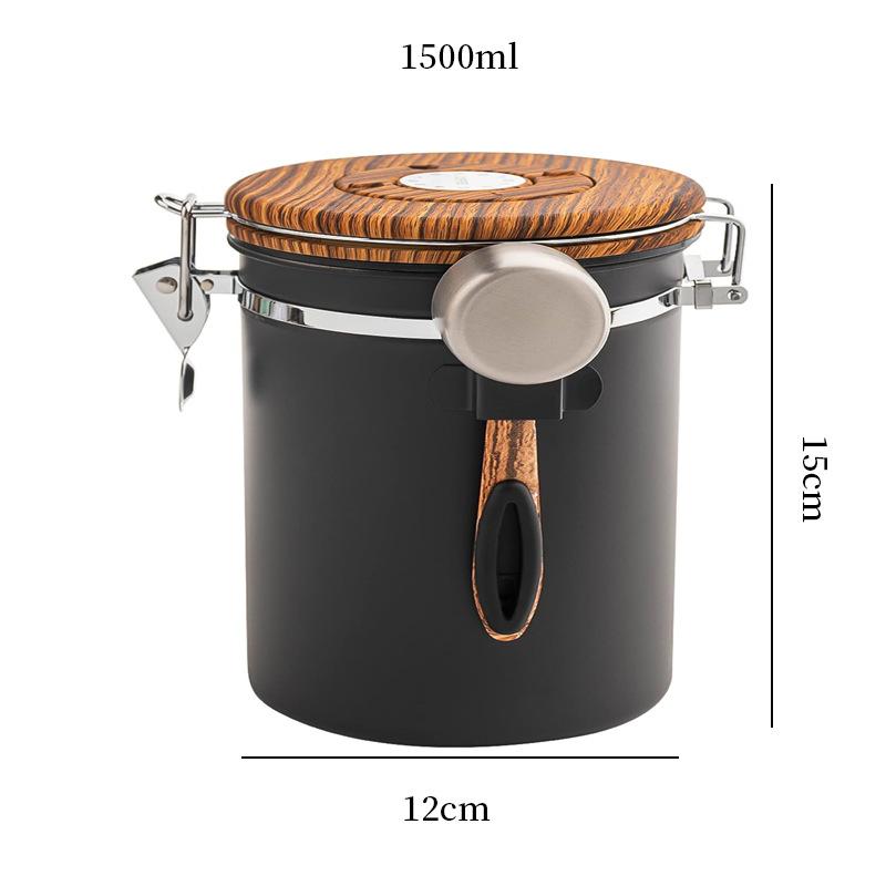 

Coffee sealed tank stainless steel coffee powder storage tank one-way exhaust valve coffee bean tea storage storage tank