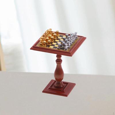 Set de Șah Internațional Miniatură pentru Păpuși Mobilier Decor Miniatură de Peisaj