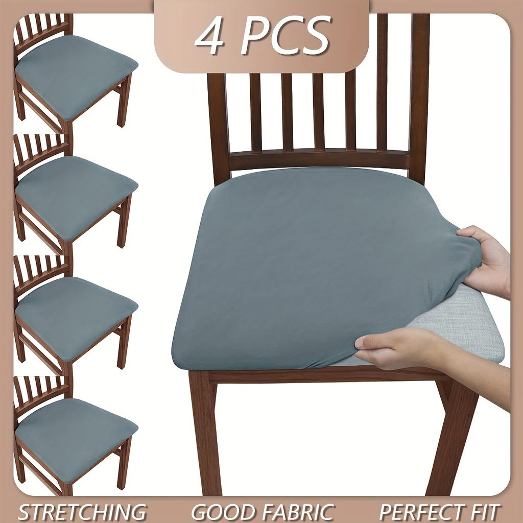 2/4pcs Solid Color Brushed High Elastic Chair Cover, Comfortable Chair Seat Cover, Dust-proof And Dirt-resistant Chair Slipcover