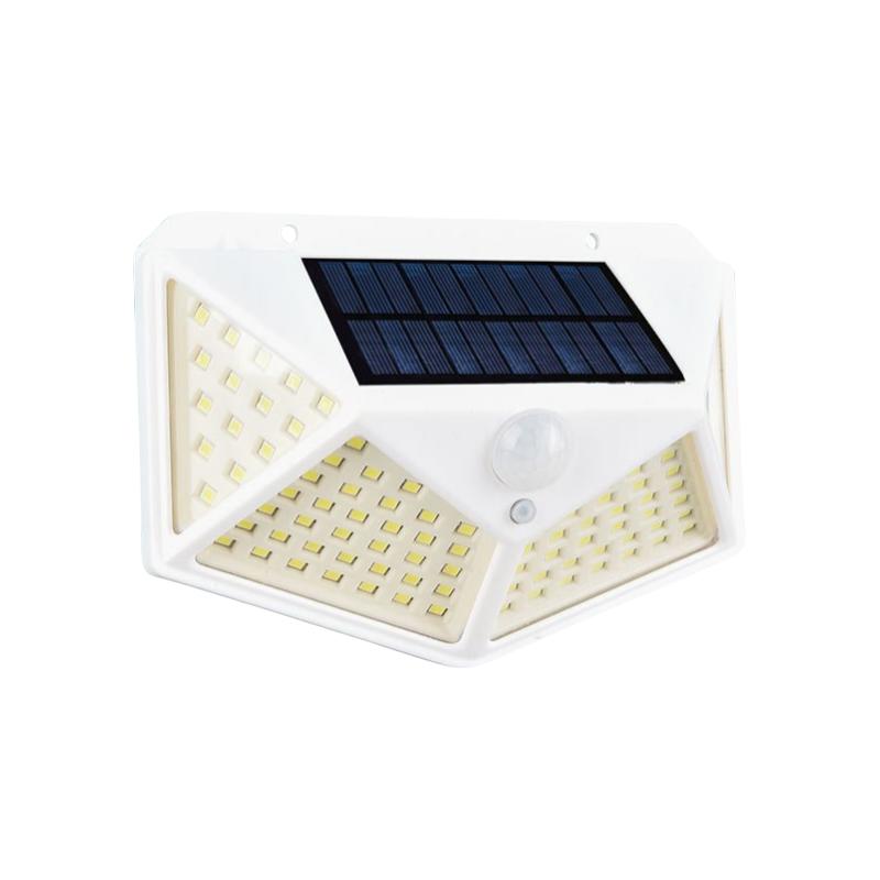 100 LED Outdoor Solar Wandleuchte Sonnenlichtbetriebener Strahler mit PIR-Bewegungssensor Wasserdicht Treppe Außenwand Gartenleuchten