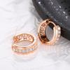Rose Gold Color Hoop Earrings for Women Inlaid Shiny Crystal CZ Simple Elegant Girls Circle Earrings Statement Jewelry