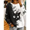 Tops for Women Halloween Print  Round Neck Long Sleeve T-shirt Fall Casual Slim Pullover Women's Long Sleeve Top