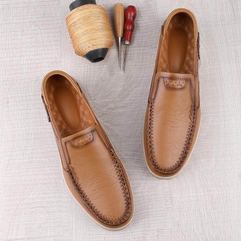 Fashion Handmade Classic Men's Sneakers Luxury Brand Male Genuine Leather Loafers New Comfty Casual Shoes Soft Driving Walking Footwear