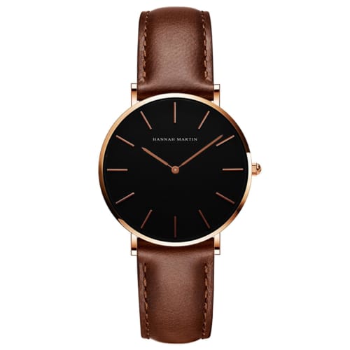 Hannah Martin Women's Watch, Stylish, Classic, Simple, Business Watch, Japanese Quartz Movement, Genuine Leather Band, Black