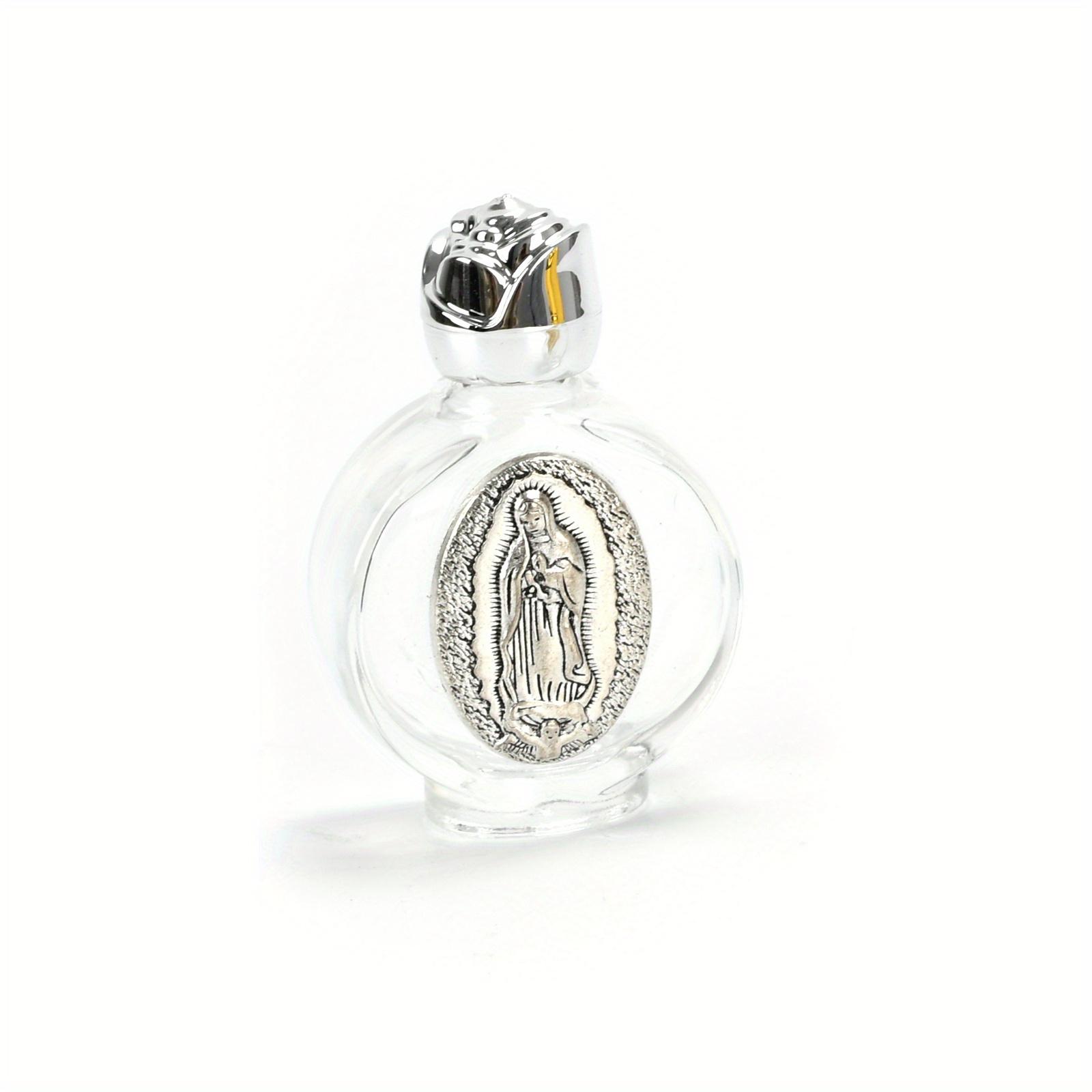 

1 шт. Бутылка Святой воды Богоматери Гваделупской Религиозная бутылка с крестом Христианская бутылка со скульптурой Девы Марии Бутылка для Святой воды серебряный