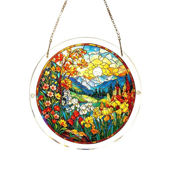 Acrylic Jigsaw Puzzle Suncatcher Window Hanging Kit, Stained Glass Style DIY Puzzles Home Garden Decor, Birthday Gifts for Women, Wife, Aunt, Mom