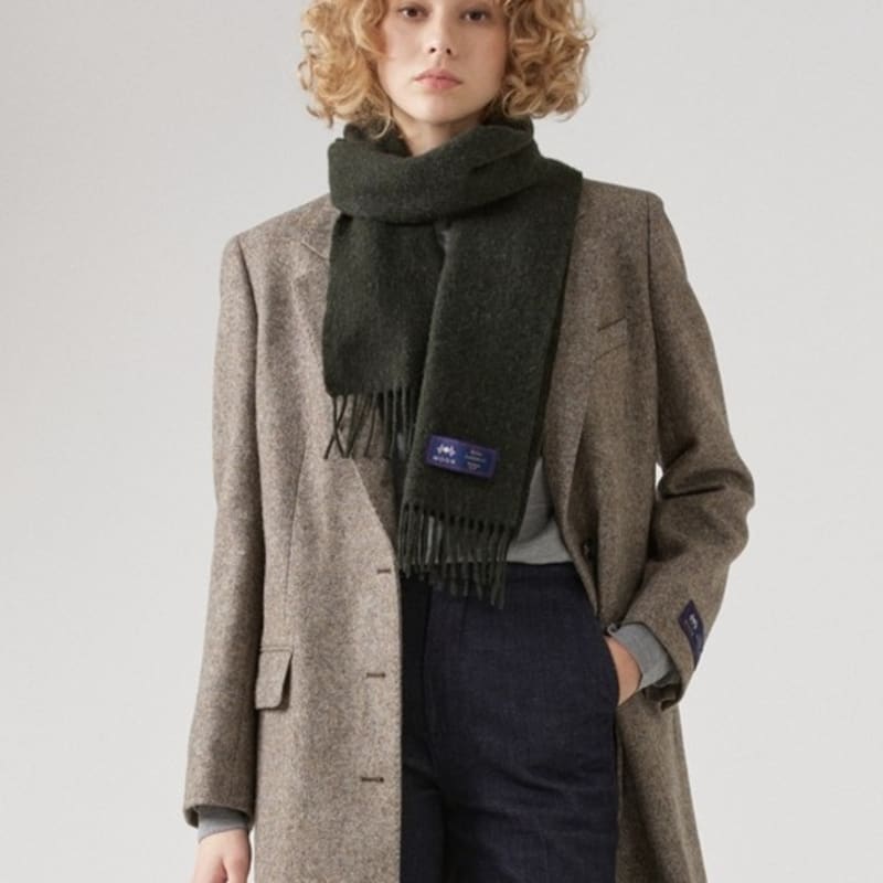 ABRAHAM MOON Merino Wool Muffler 25cm - Dark Moss