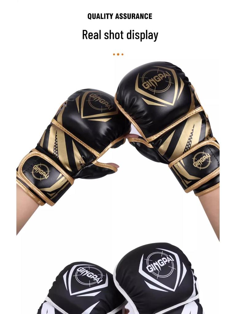 Profesionální MMA a boxerské rukavice s polovičními prsty pro děti a dospělé – Zesílené pro Muay Thai boj, Sanda a trénink na boxovacím pytli pro muže a ženy.