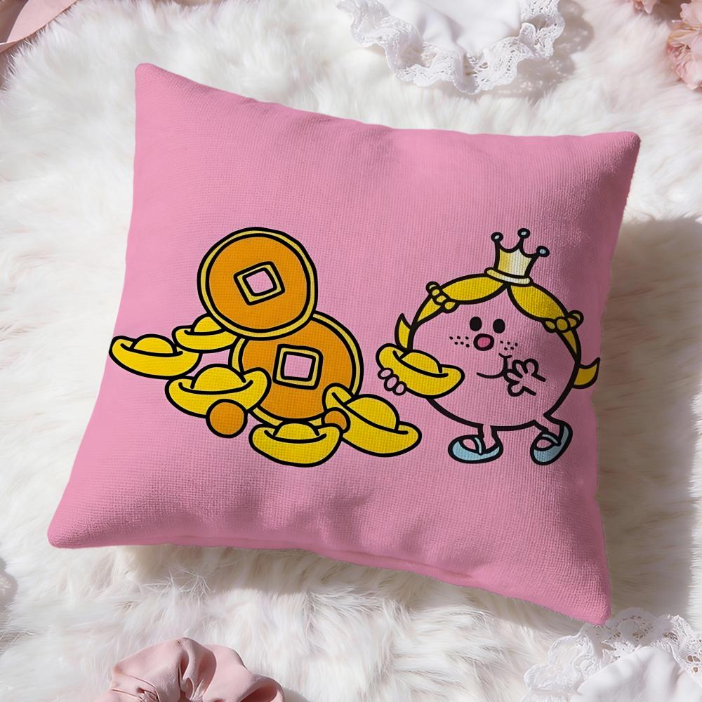 cute Mr. Men and Little Miss Cushion Cover Premium Comfort Reversible Pillow Cove -Two in One Design for Any Room & Car Interior