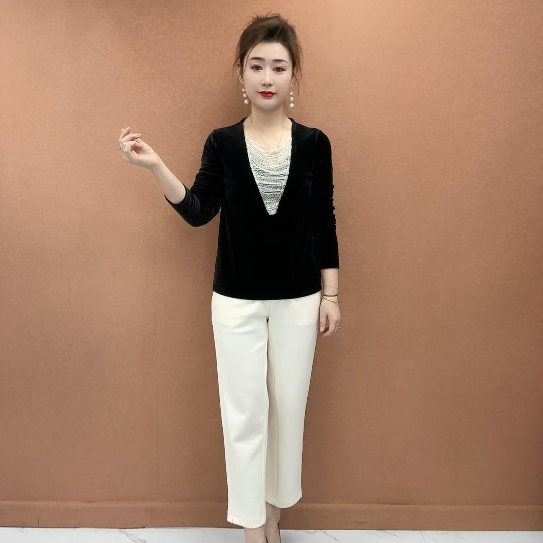 2026 Early Spring V-neck Patchwork Slim Fit Chic Korean Style Shirt 3XL