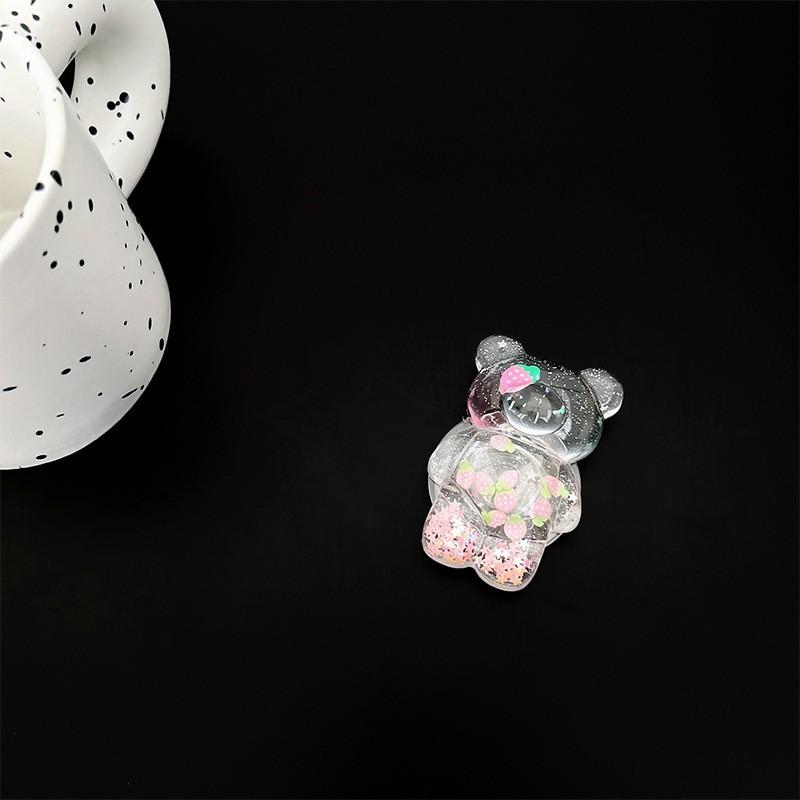 Small Fresh Ins Transparent 3D Flower Bear Scalable Magnetic Desktop Phone Case Airbag Bracket Detachable