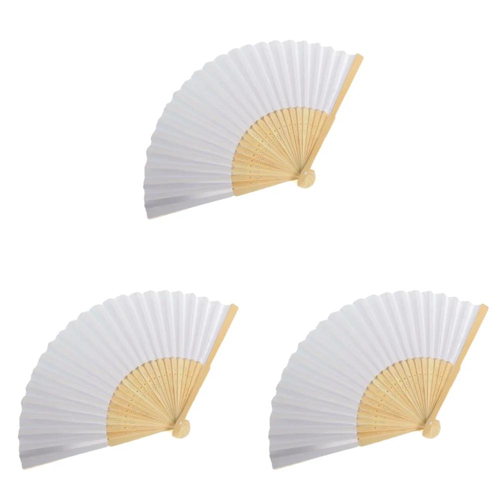 30-1pcs Blank White DIY Paper Bamboo Folding Fan Wedding Party Personalized Hand Practice Creative Fans for Calligraphy Drawing