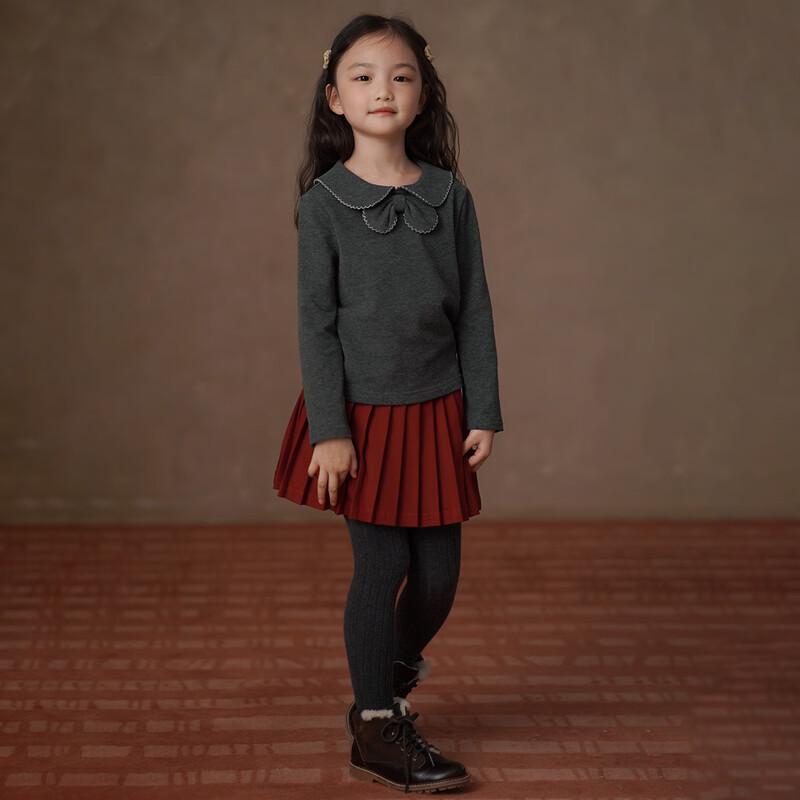 Hacikis Girls' Winter Fleece Bow Collar T-Shirt