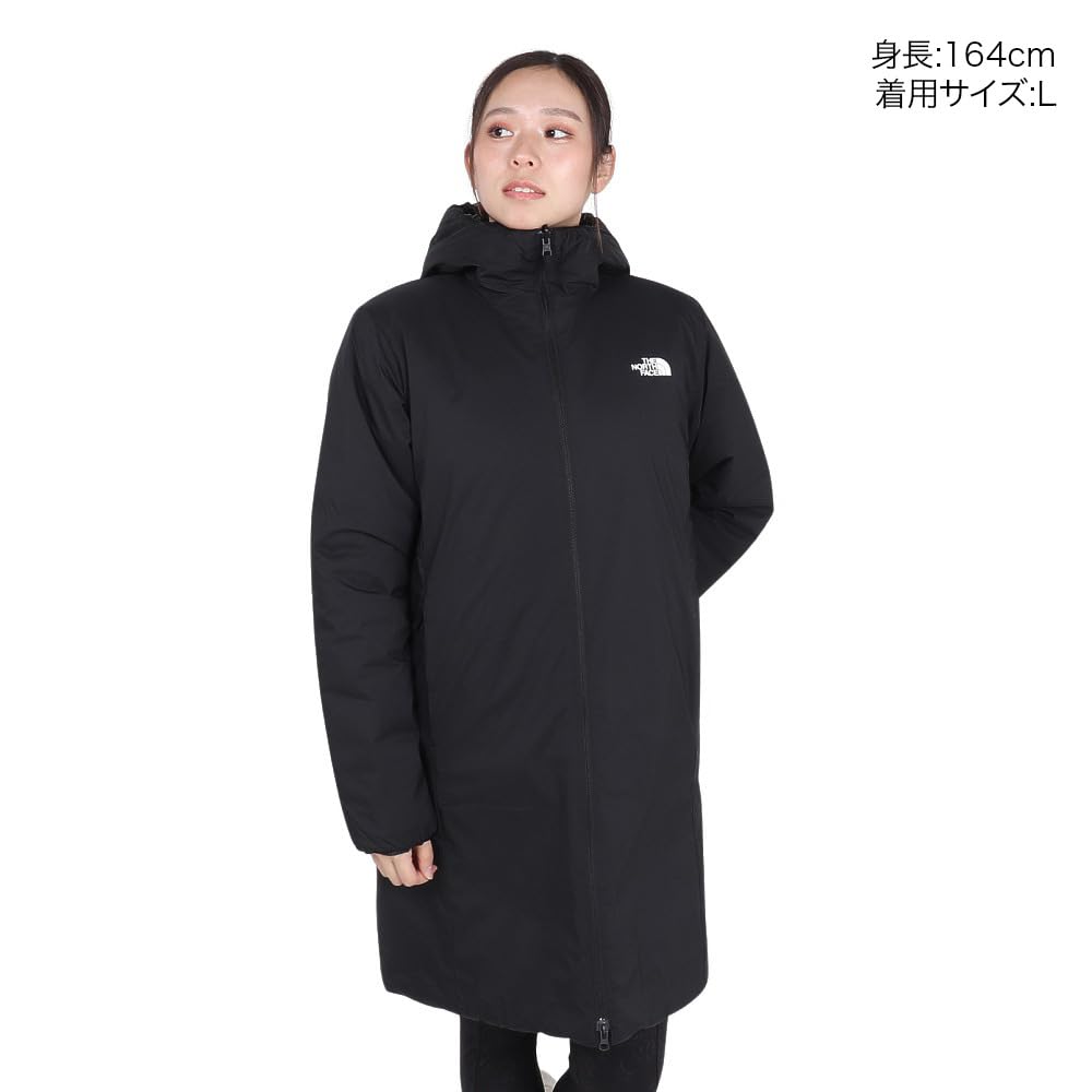 The North Face Reversible Anytime Insulated Long Size L Women's Hoodie, Water-Repellent, Windproof, Anti-Static, Cold-Weather Protection, Black,