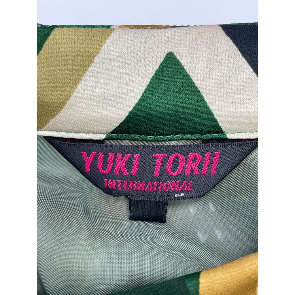 YUKITORII Green 27190407 Check Pattern Belted One Piece Dress 38 Green CheckUsed