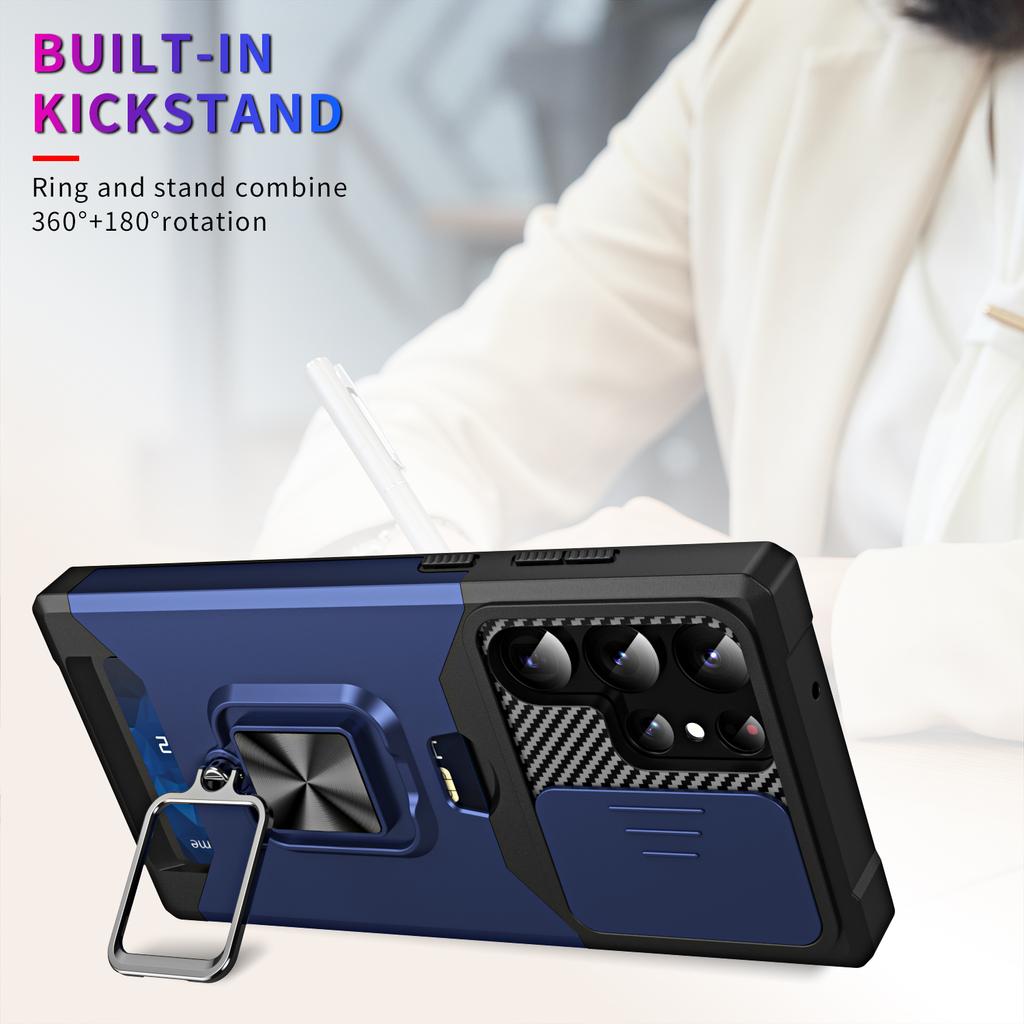 Kartenfach Geldbörse Ringhalter Hülle für Samsung Galaxy S25 S24 S23 S22 Ultra S22 S23 Plus S21 Armor Ständer Stoßfänger Abdeckung