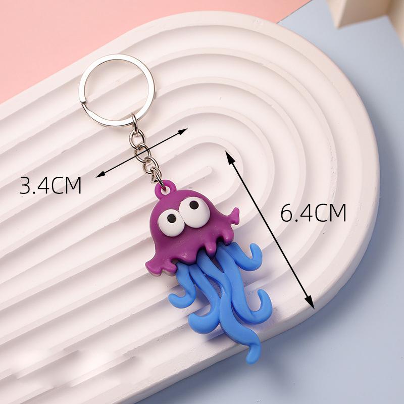 2Pcs/Bag Soft Marine Series Animal Keychain Simulation Octopus Hippocampus Gift Pendant Marine Animal Keychain Bag Decoration