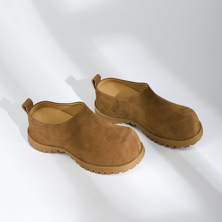 

Soft leather version~ platform sole single shoes women s height increase one pedal loafers spring 2025 small Boken shoes half drag 40