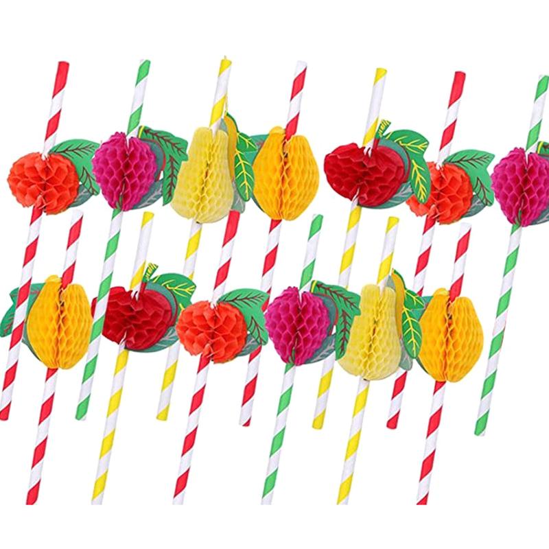 50 Stück/Lot 20 cm 3D Fruchtcocktail-Strohhalme Papierstrohhalme Schirm Trinkparty Bar Dekoration Partyzubehör Farbe Sortiert