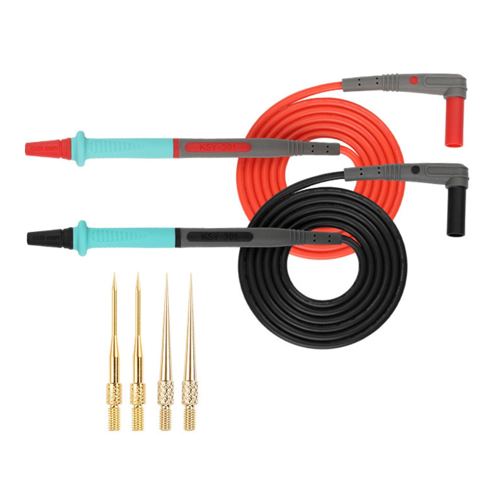 

1000V Multimeter Test Leads Probes With Replaceable Fine 20A 4pcs Interchangeable Steel Needle Tip for Precise Testing