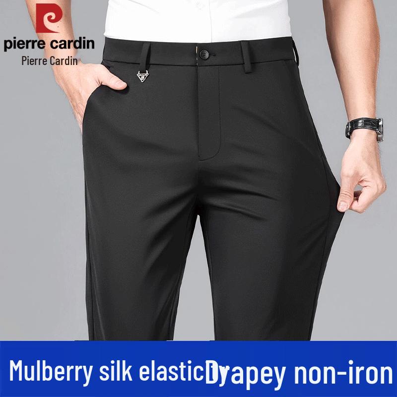 Pierre Cardin Men s Lightweight Wrinkle-Resistant Silk Blend Straight Casual Pants 34