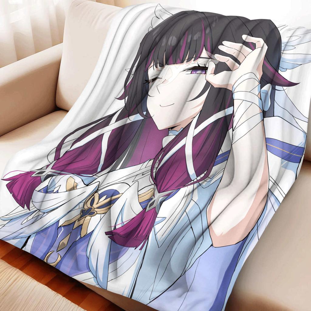 Cartoon Genshin Impact Columbina Flannel Blanket Cover Warm Soft Anime Blanket Multifunctional Decor Home Universal Blankets
