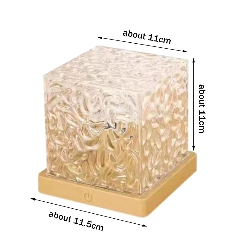 Rotating Water Ripple Atmosphere Lamp Water Ripple Lamp Bedroom Bedside Flame Romantic Lamp Dynamic Square Desk Lamp