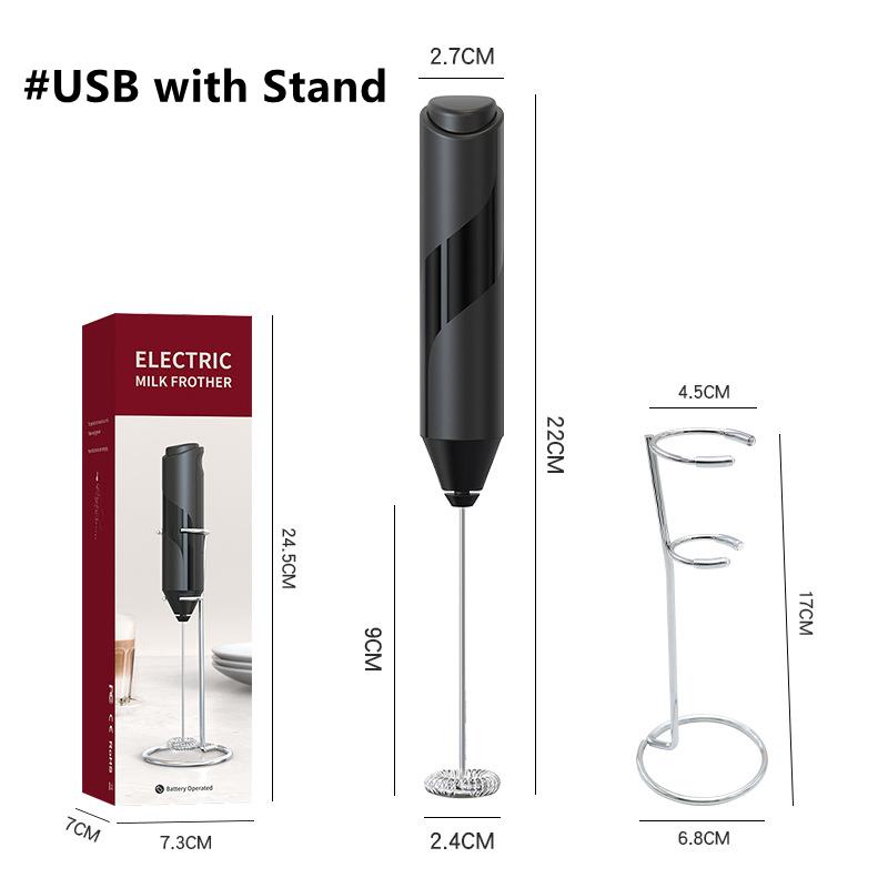 

Handheld Electric Milk Frother Whisk Maker with Stainless Steel Stand Hand Drink Mixer for Egg Coffee Lattes Cappuccino Matcha