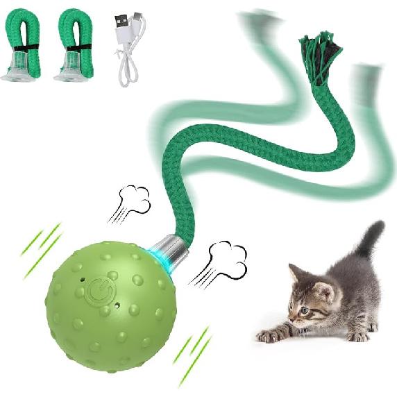 Interactive Cat Toys for Bored Indoor Adult Cats, Automatic Fast Move On Carpet, Bird Chirping & Motion Activated Cat Ball зелёный