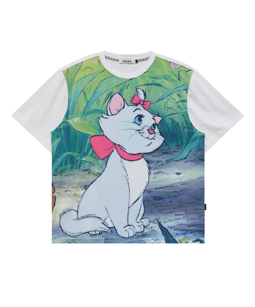 WAIKEI Aristocats Printed Short Sleeve T-Shirt White