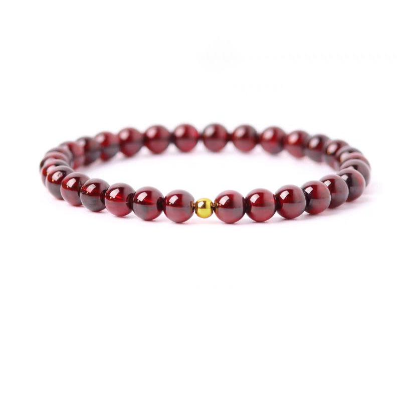 999 Pure Gold Garnet Pixiu Bracelet: Elegant Gift for Girlfriend 3N Gold Beads Bracelet