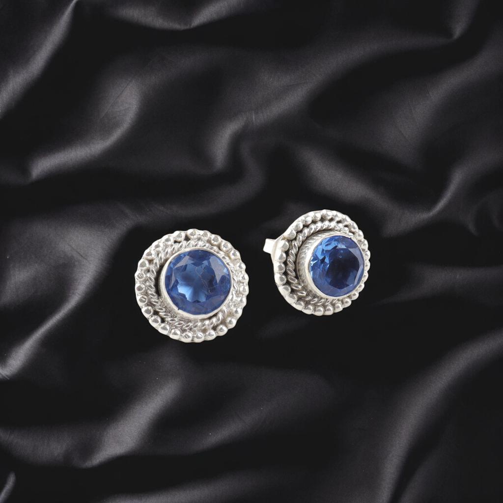 Rare Tanzanite Gemstone 925 Sterling Silver Jewelry Handmade Stud Handmade 0.5" EE-128-20