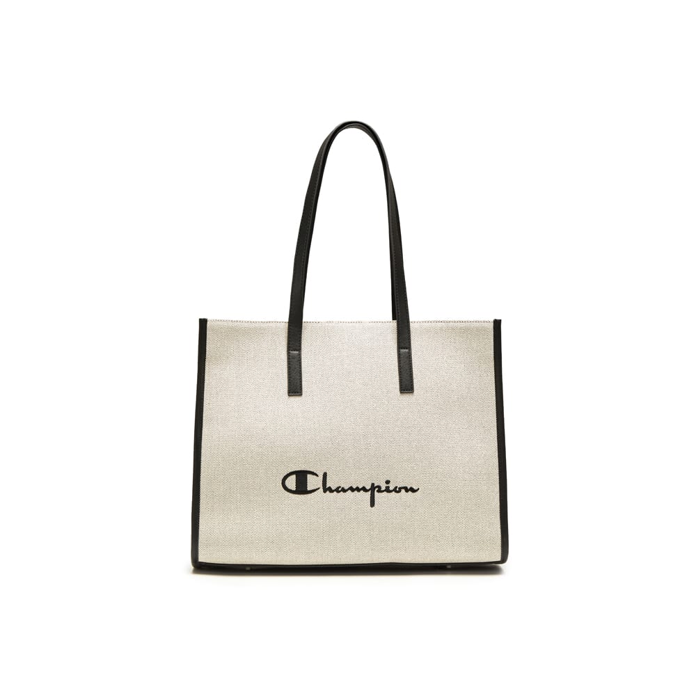 Champion Fabric+Artificial Leather Shoulder Bag Regular Unisex White/Black/Khaki Dual Color Canvas/Light Blue Denim U6AACPU83