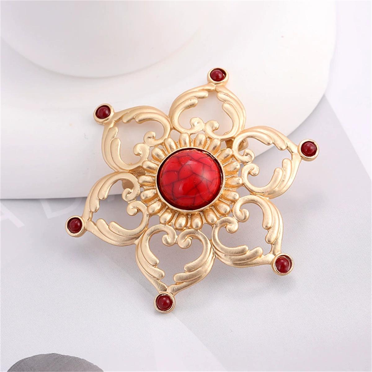 1Pc Retro Creative Hollow Lotus Broch Personalized Retro Geometric Pin Charm Trendy Jewelry Accessories Party Birthday Gift 2026