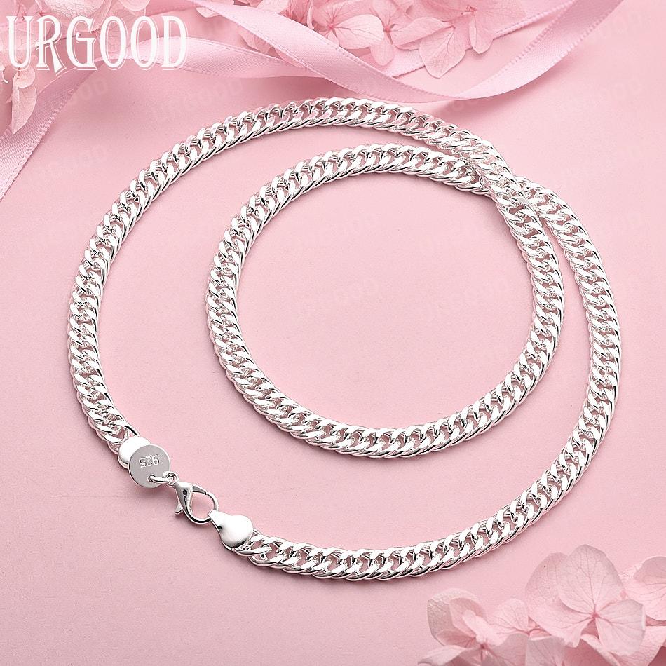 

Ожерелье из стерлингового серебра 925 пробы, 6 мм, 18-24 дюйма, боковая цепочка, свадебный подарок, ювелирное изделие 50cm